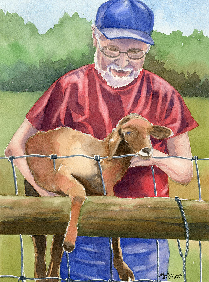 Sheep Painting - Cute As a Button by Marsha Elliott
