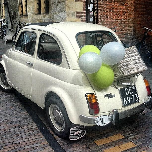Vintage Photograph - Cute Car To Get Married With / In by Andy Kleinmoedig