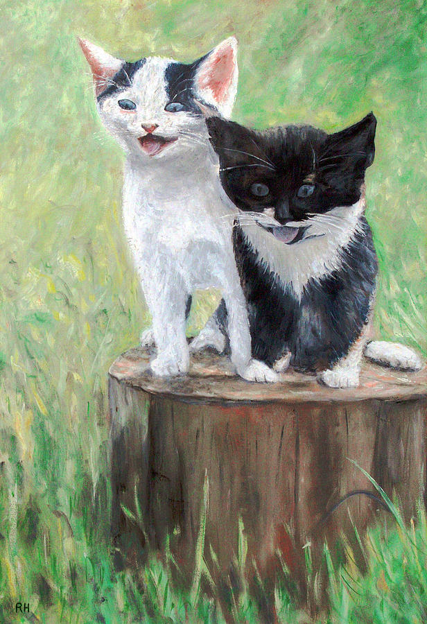 Cute Kittens Painting by Ronald Haber
