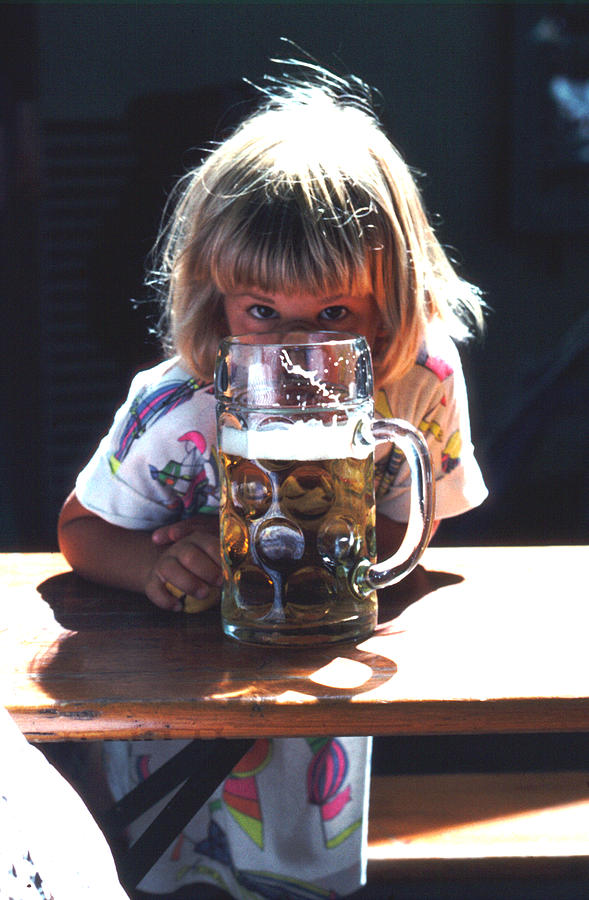 Cute Little Girl at Beer Garden Munich Photograph by Tom Wurl