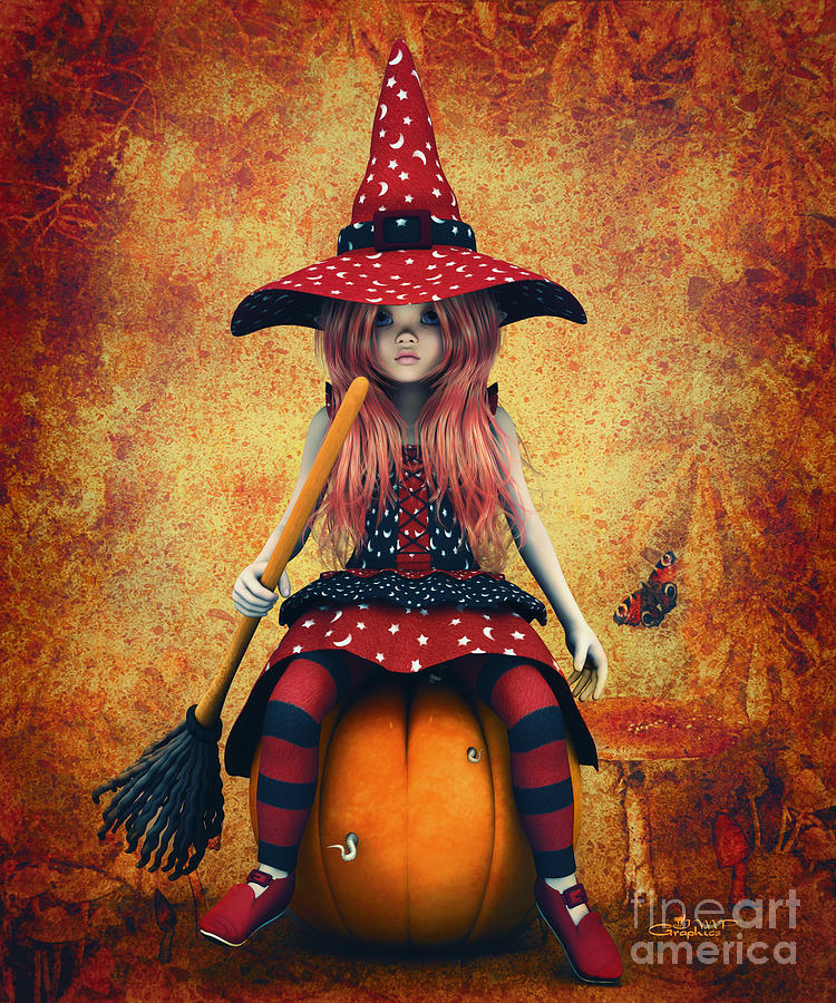 Cutest Little Witch Digital Art by Jutta Maria Pusl