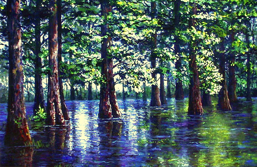 Cyprus Swamp Painting by Lou Ann Bagnall