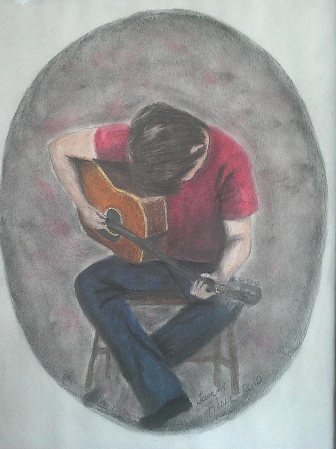 Guitar Still Life Pastel - Dad and his guitar by Tammy Kiser