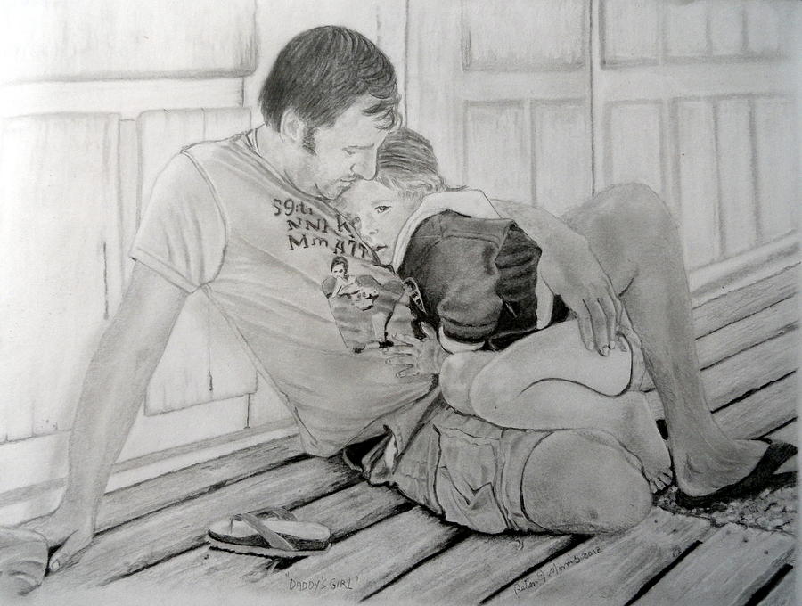 Daddy's Girl Drawing by Peter Morris Pixels