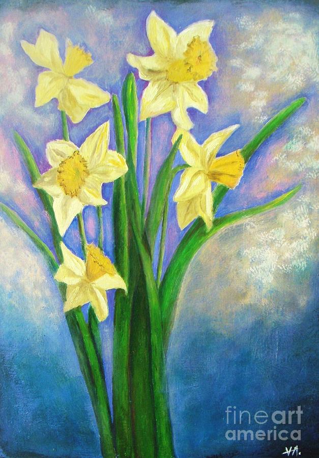 Daffodils Painting by Vesna Antic