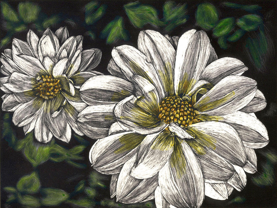 Dahlias Painting - Dahlias by Robert Goudreau Dahlias Painting - Dahlias by Robert Goudreau