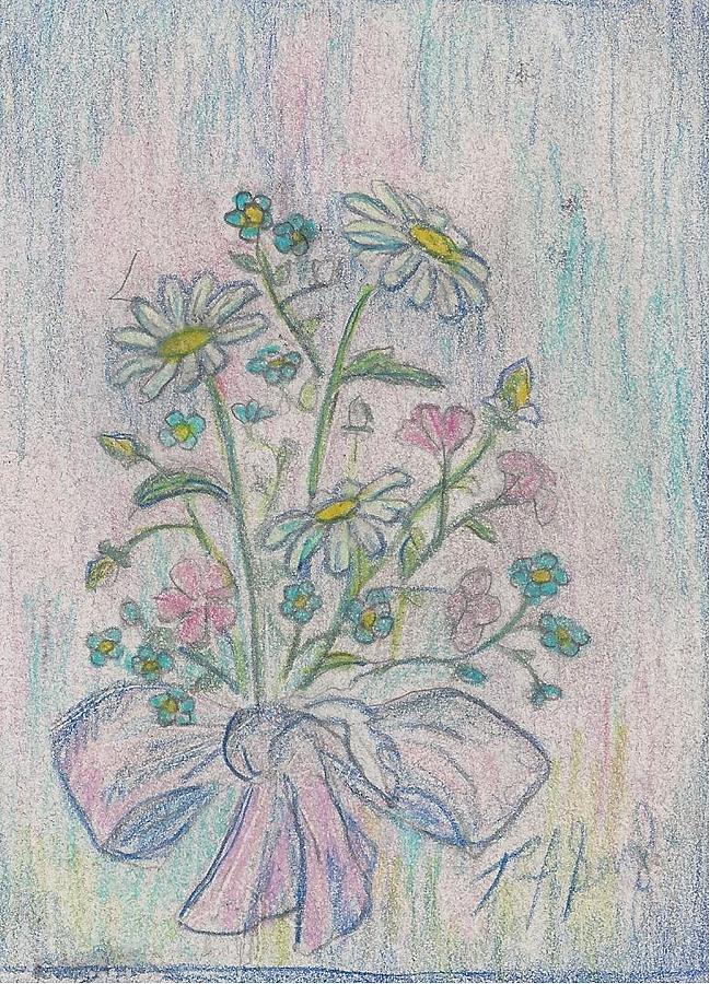 Flower Drawing - Daisies by Ramsey A Single