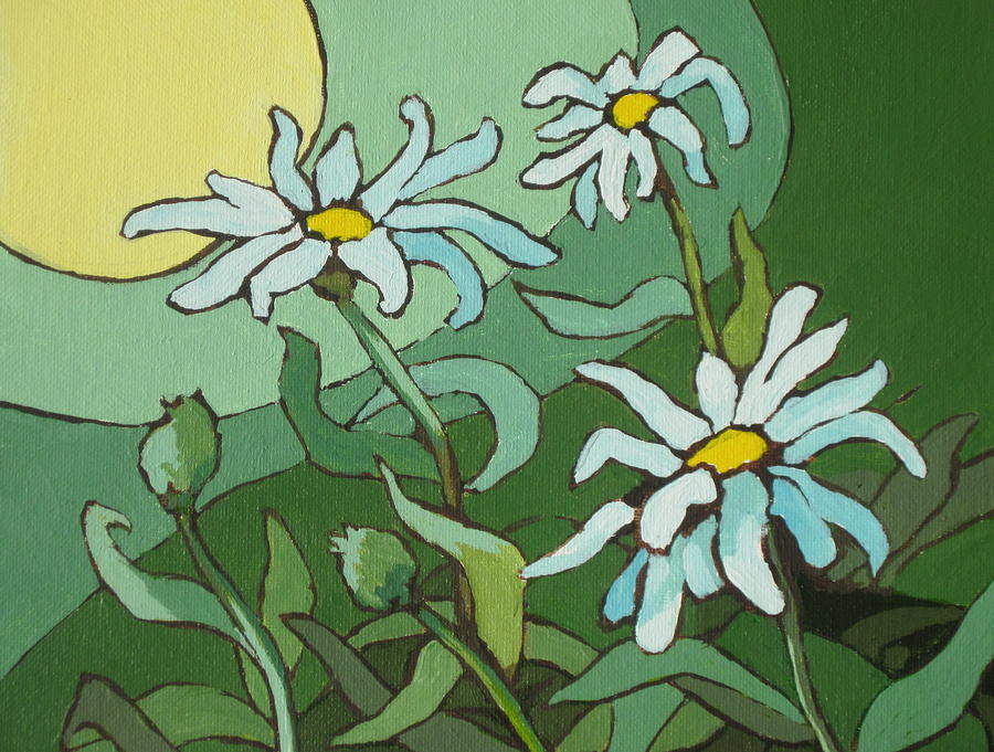 Daisy Painting - Daisy Dance by Sandy Tracey