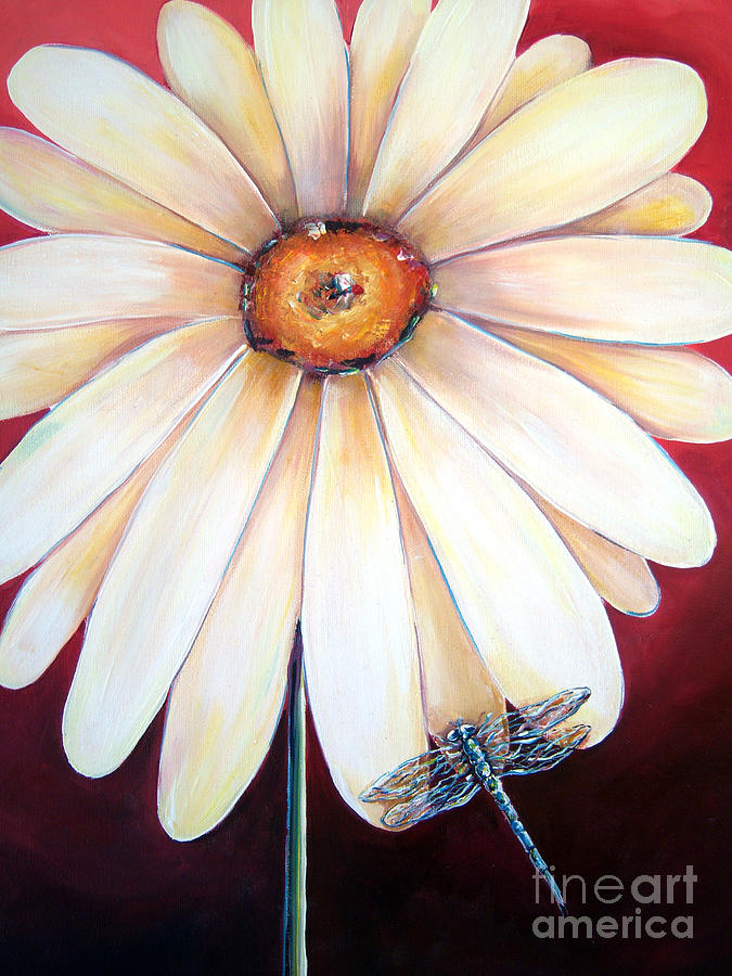 Daisy Dragonfly Painting by Deb Broughton