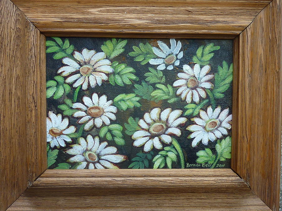Flower Painting - Daisy Field framed by Brenda  Bell