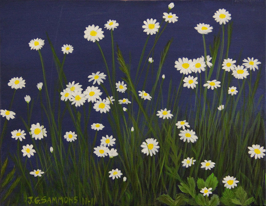 Daisy Field Painting by Janet Greer Sammons