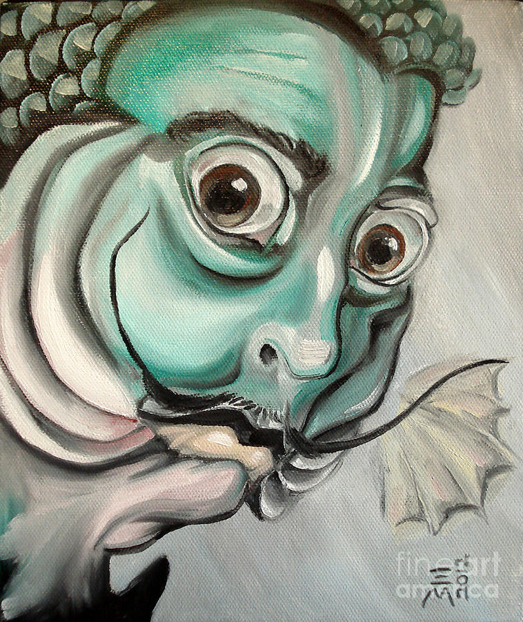 Fish Painting - Dali the fish by Ellen Marcus