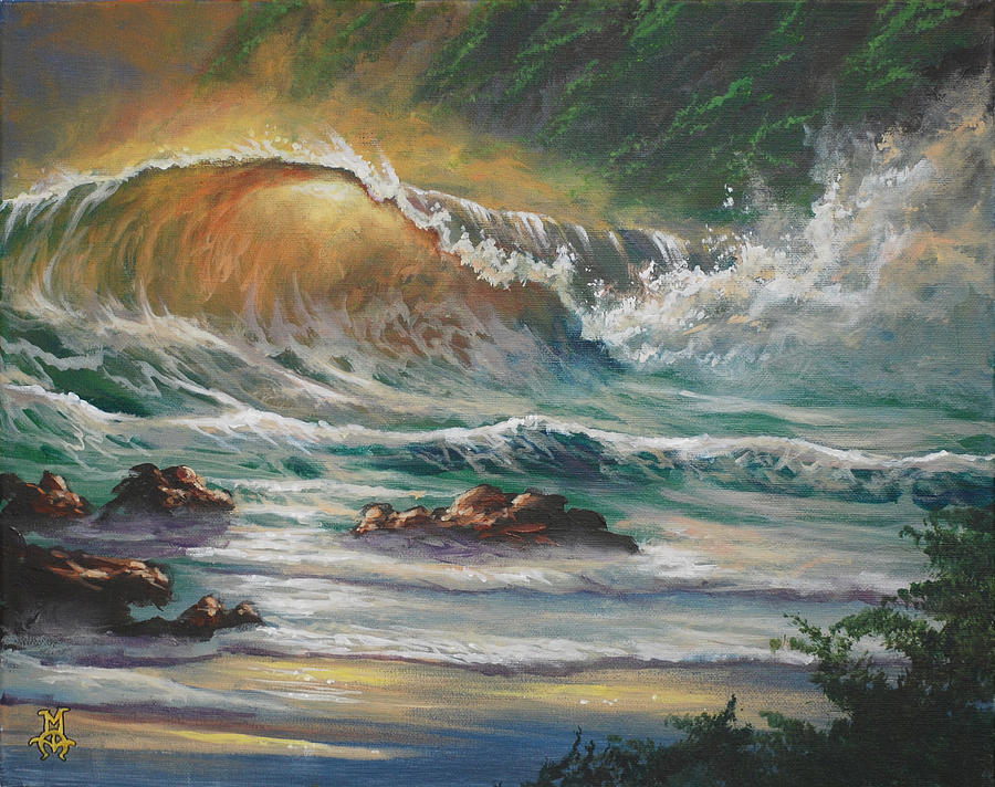 Sunset Painting - Dance of Sea and Sun by Marco Aguilar