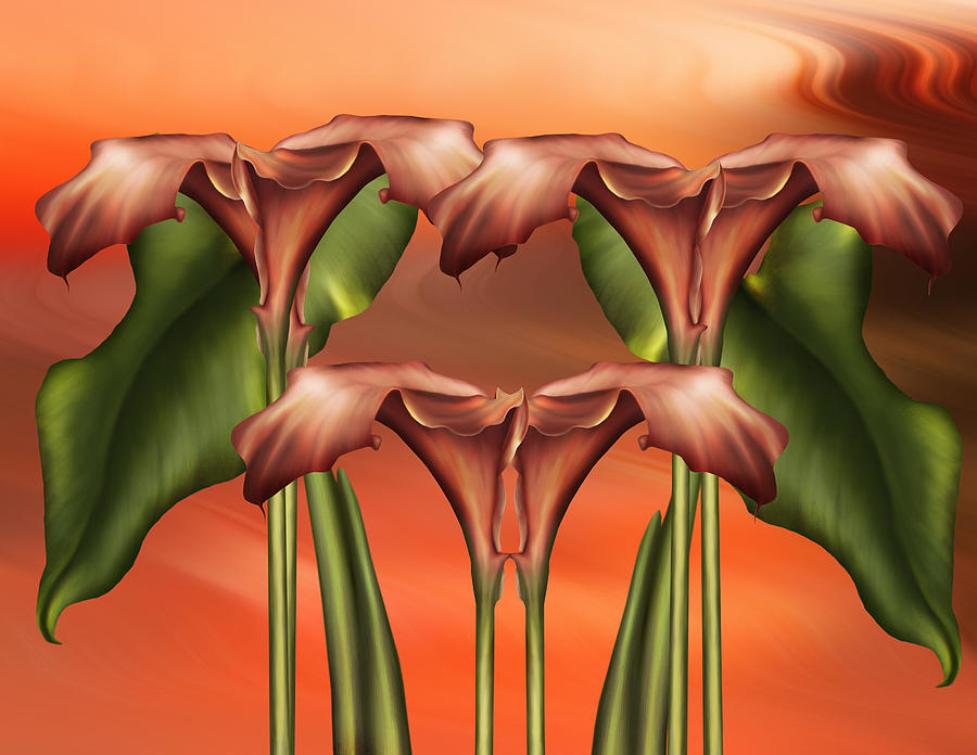 Dance Of The Calla Lilies - Abstract Realism Design Digital Art