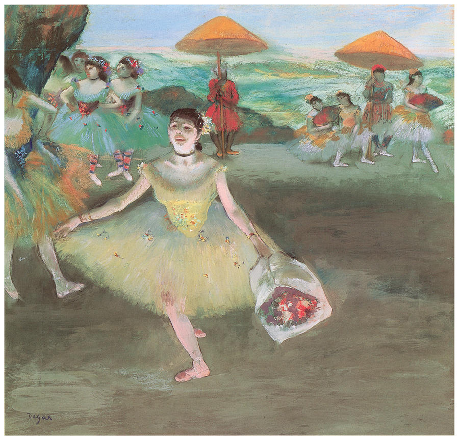 Dancer with a Bouquet Bowing Pastel by Edgar Degas Fine Art America