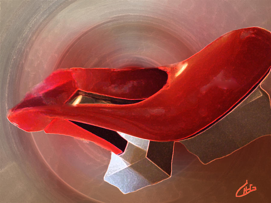 Dancing Red Shoe  Painting by Colette V Hera Guggenheim