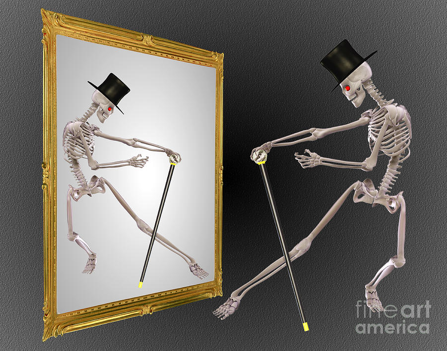 Dancing Skeleton In Mirror Digital Art by Smilin Eyes Treasures