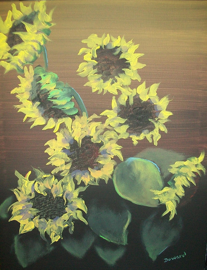 Dancing Sunflowers Painting by Raymond Doward
