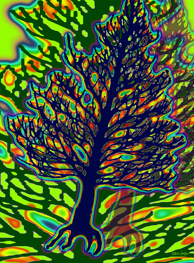 Tree Digital Art - Dancing Tree series   Go Go Ginkgo by Robin Jensen
