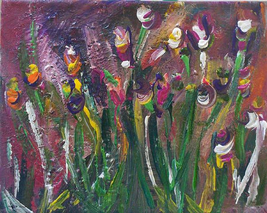 Dancing Tulips Painting by Kelly M Turner