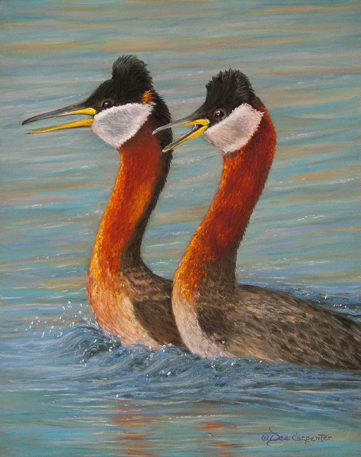 Grebe Painting - Dancing With My Baby by Dee Carpenter