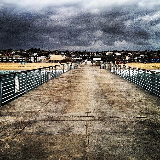 Pier Photograph - Dark And Gloomy Day. #hermosabeach by Tyler Rice