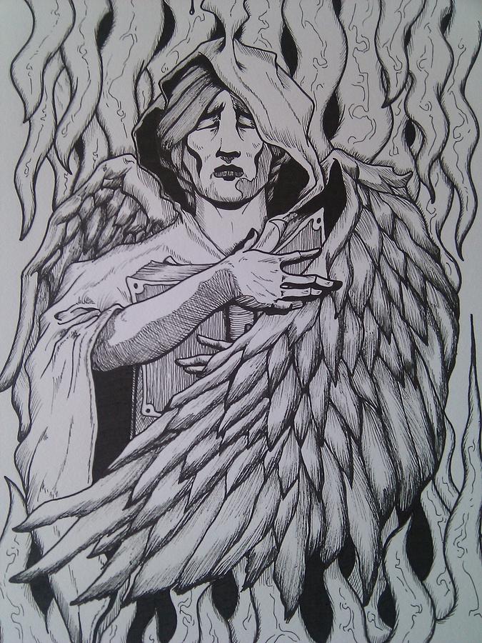 fallen angel pencil drawing