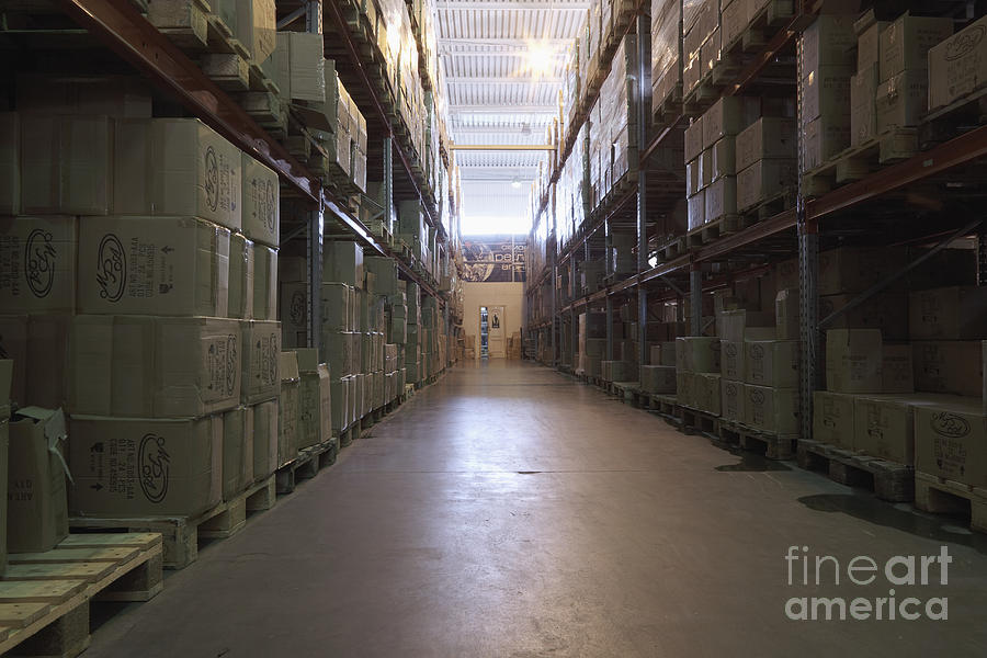  Dark Warehouse  Aisle Photograph by Magomed Magomedagaev