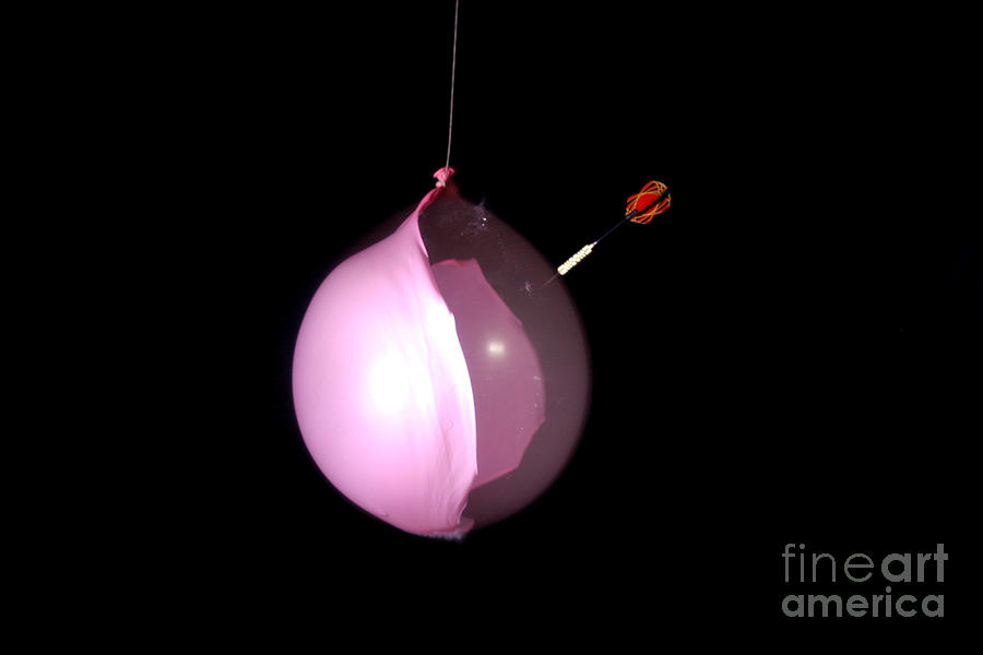 Dart Photograph - Dart Hitting A Balloon by Ted Kinsman