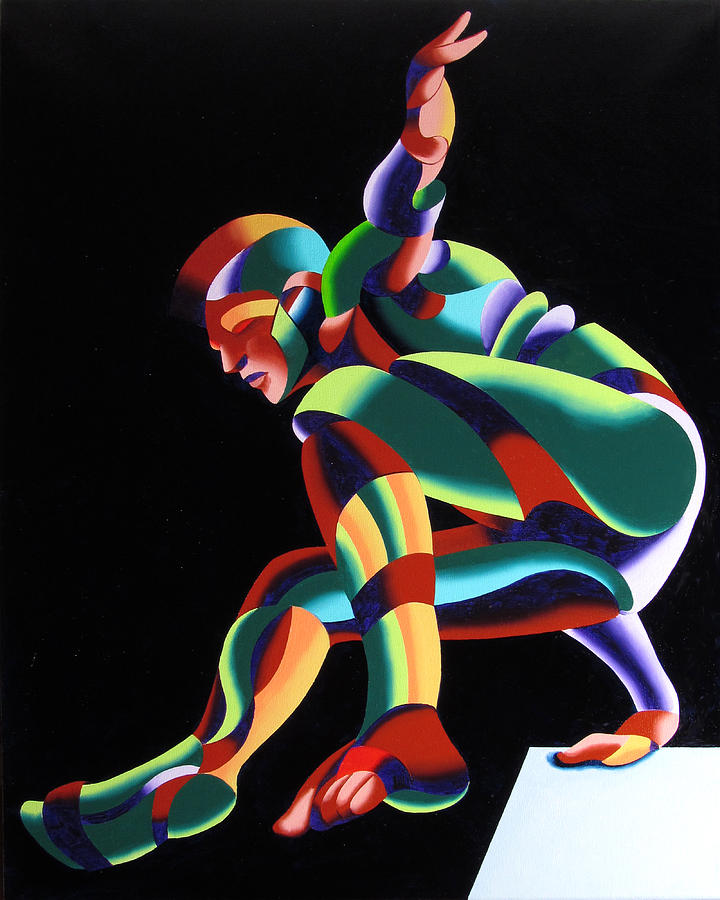 Dave 25-03 - Abstract Geometric Figurative Oil Painting Painting by Mark Webster