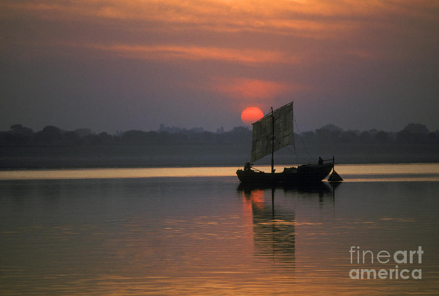 Dawn on the Ganges - Varnasi India Photograph by Craig Lovell