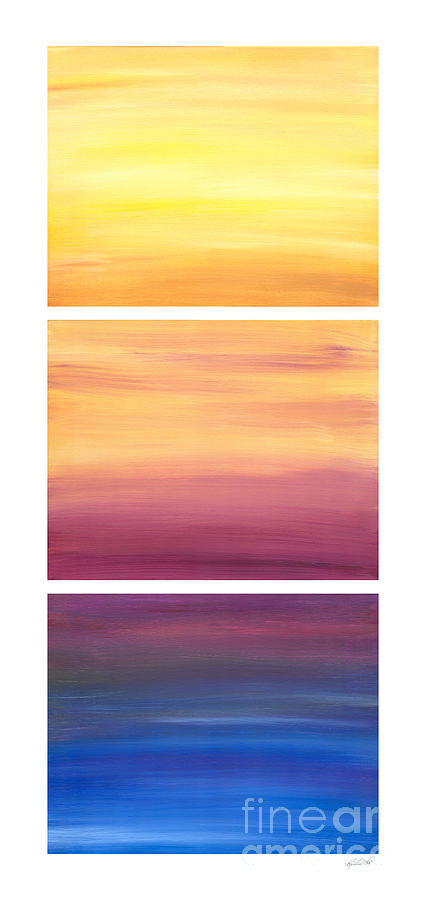 Dawning Colors Triptych Painting by Kristen Fox