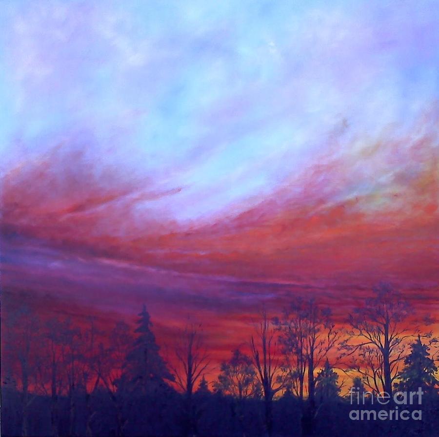 Mountain Painting - Dawning of the Day of Atonement left panel by Lisa Bell