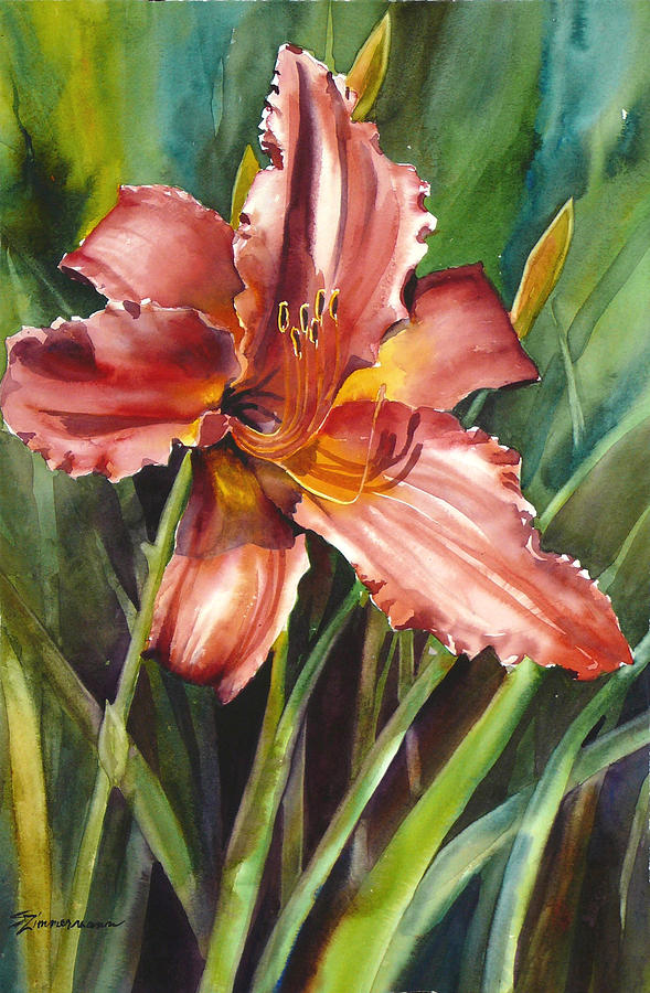 Day Lily Painting by Sue Zimmermann