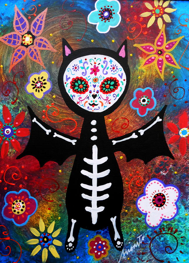 Halloween Painting - Day of the Dead Bat by Pristine Cartera Turkus