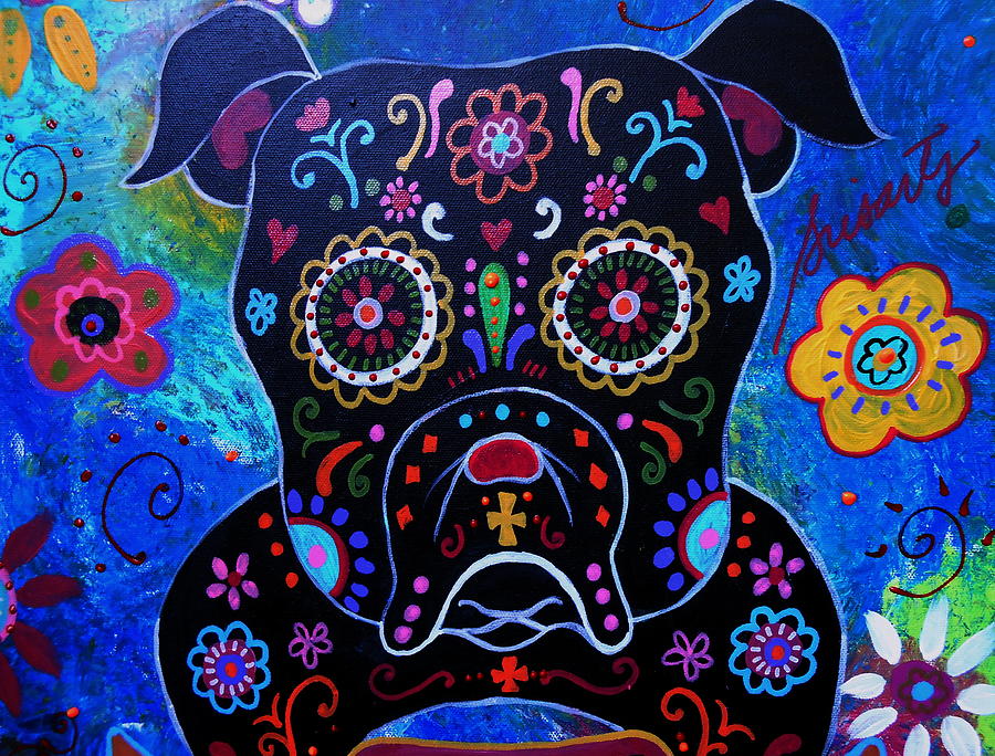Day Of The Dead Bulldog Painting by Pristine Cartera Turkus