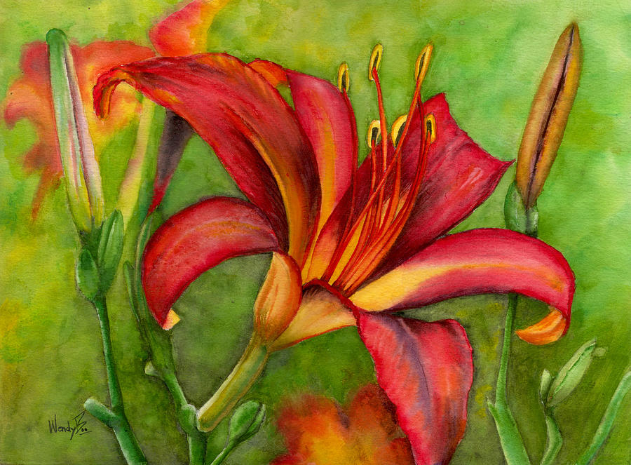 Daylily splendor Painting by Wend Boomhower | Fine Art America