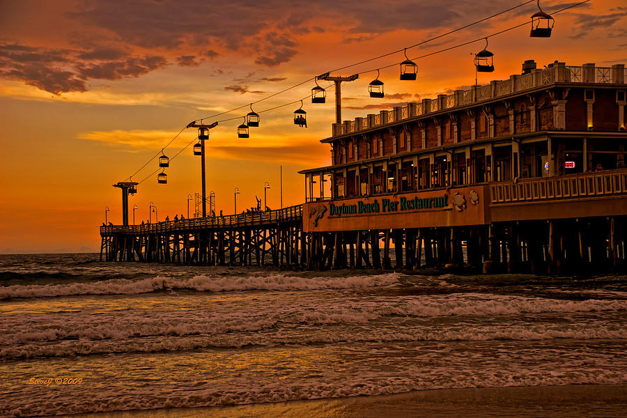 Daytona Beach Pier at Sunset Photograph by Stephen Johnson