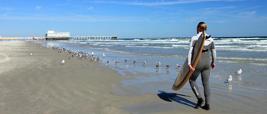 Daytona Beach Photograph - Daytona Beach Surfer I by Mary Haber