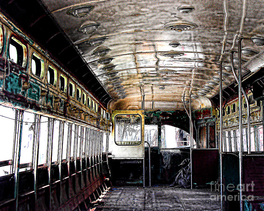 Trolley Photograph - Decaying Trolley Interior by Anne Ferguson