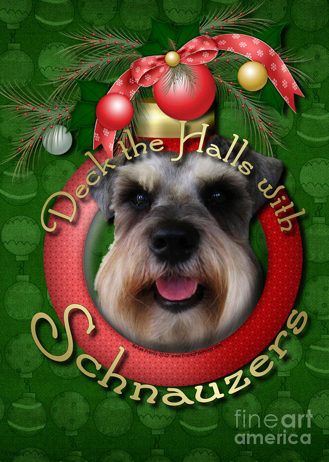 Christmas Digital Art - Deck the Halls with Schnauzers by Renae Crevalle