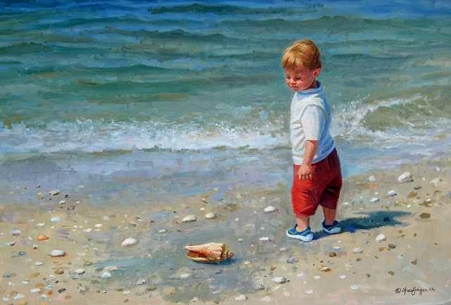 Beach Painting - Declan On The Beach by Mel Greifinger