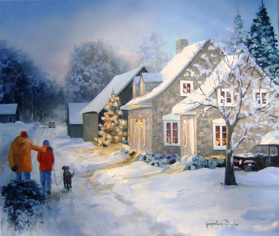 Winter Painting - Decor hivernal by Jacqueline Brochu