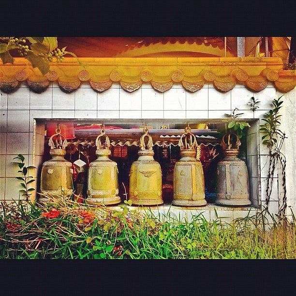Vintage Photograph - Decorative Bells At The Boundary Of A by Szu Kiong Ting