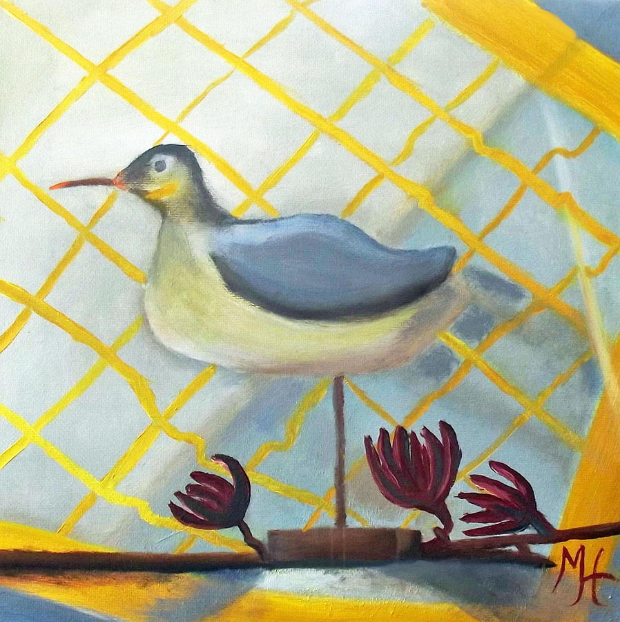 Decoy on a stand Painting by Margaret Harmon