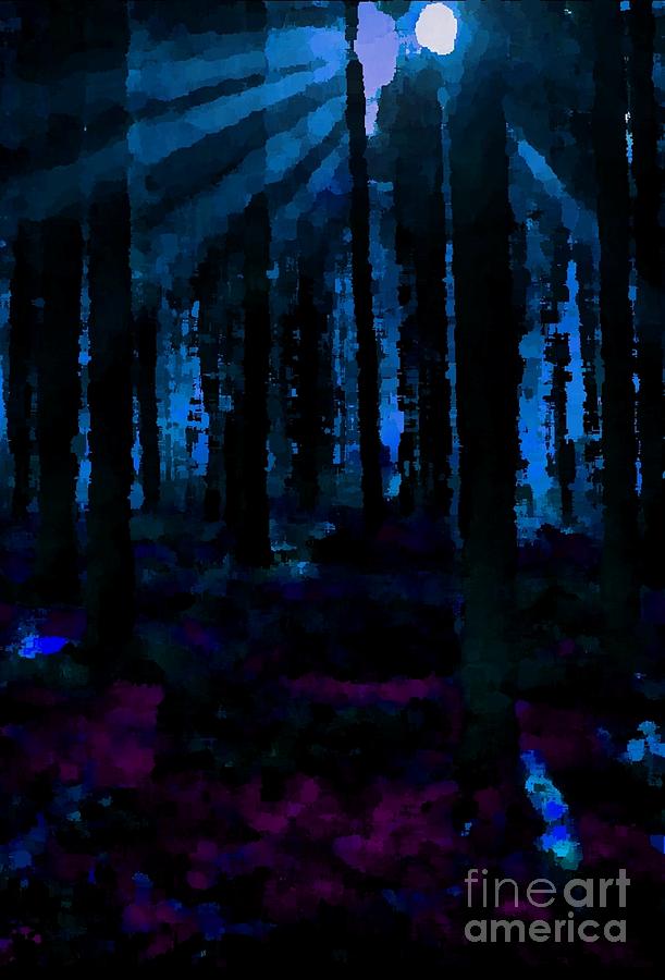 Tree Digital Art - Deep Forest Night by Lyle Bonn