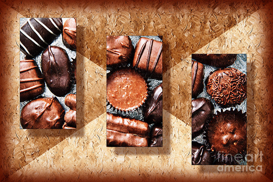 Deep Rich Chocolates Triptych Photograph by Andee Design