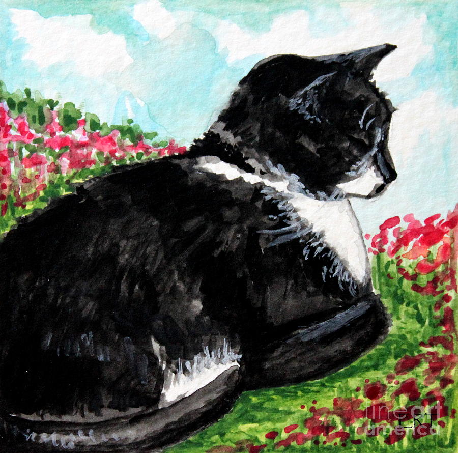 Cat Painting - Deep Thoughts  by Elizabeth Robinette Tyndall