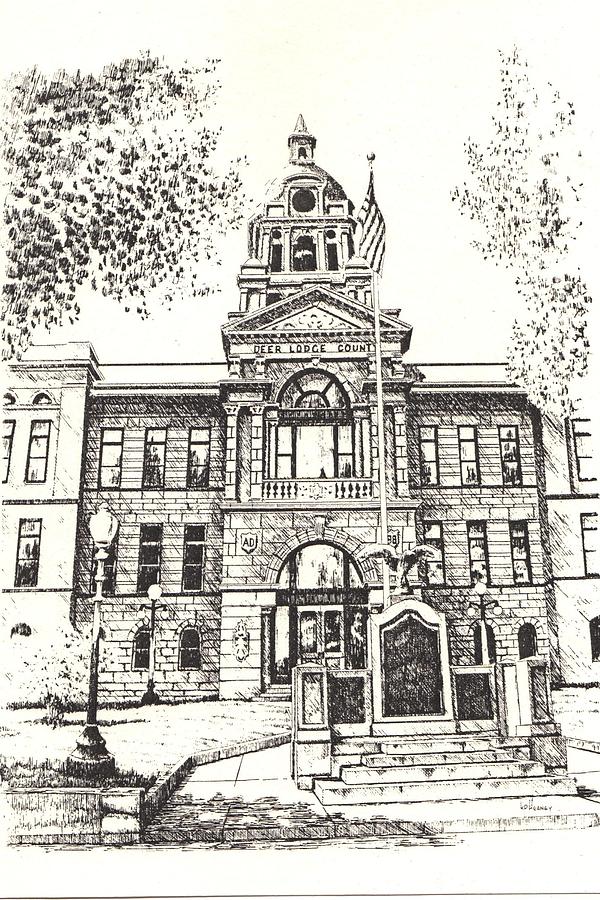 Deer Lodge County Courthouse Anaconda Montana Drawing by Kevin Heaney