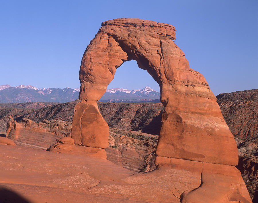 Delicate Arch And La Sal Mountains Photograph by Tim Fitzharris
